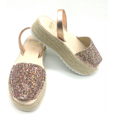 Sandale RIA Menorca Glitter Lucesita Pink Talpa iuta 21940-21224