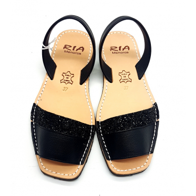 Sandale Ria 40044 Metalgrain Black glitter negru  decupat