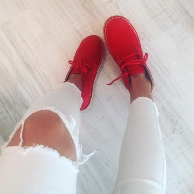 Ghete Sophia piele intoarsa - ROSU 514 LIVRARE 3-5 ZILE